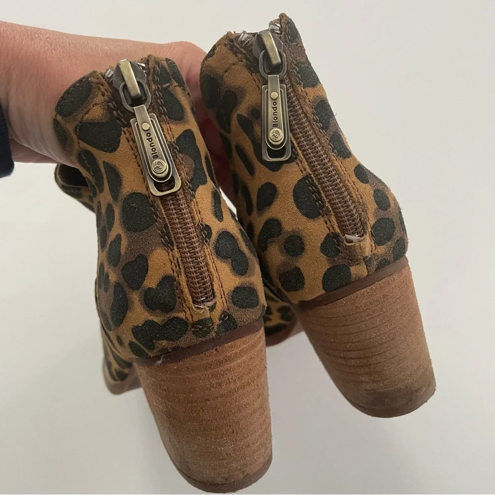 Blondo De Na Leopard Print Waterproof Leather Ankle Booties Heel Women’s 6.5 - Picture 5 of 9